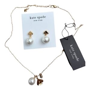 Kate Spade Gold and Pearl Necklace and Earrings Set